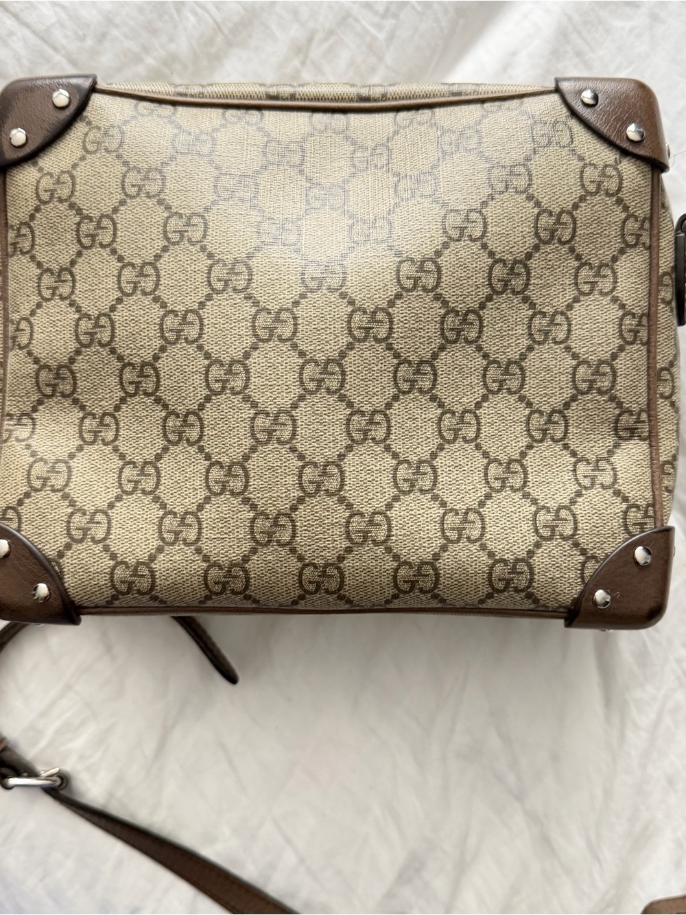 Gucci Beige and Brown GG Supreme Ophidia Crossbody